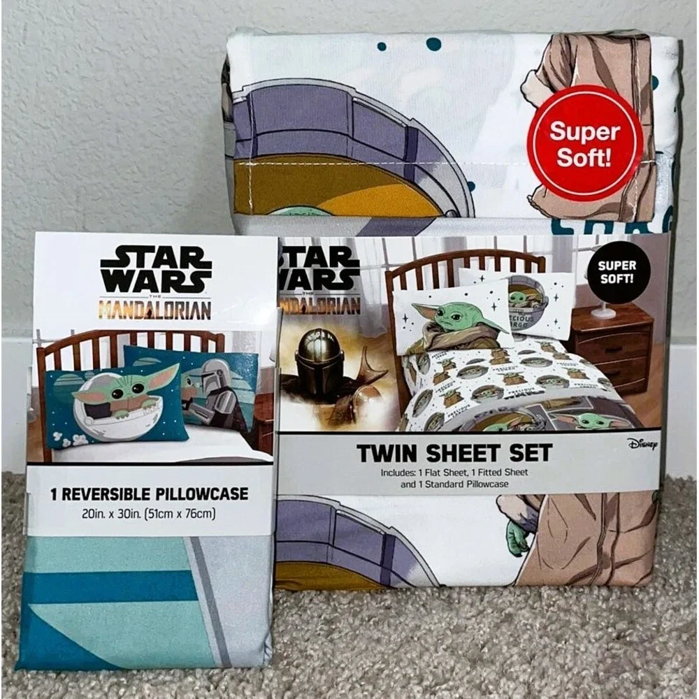 Mandalorian Star Wars Twin Comforter 64x86 with Sheets Throw and Pillowcase Set